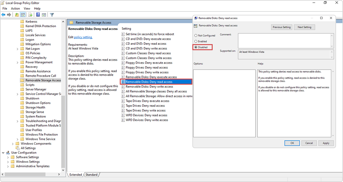 Deny read/write access Deny read/write access