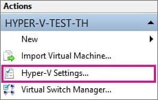  Configurações da máquina virtual Hyper-V