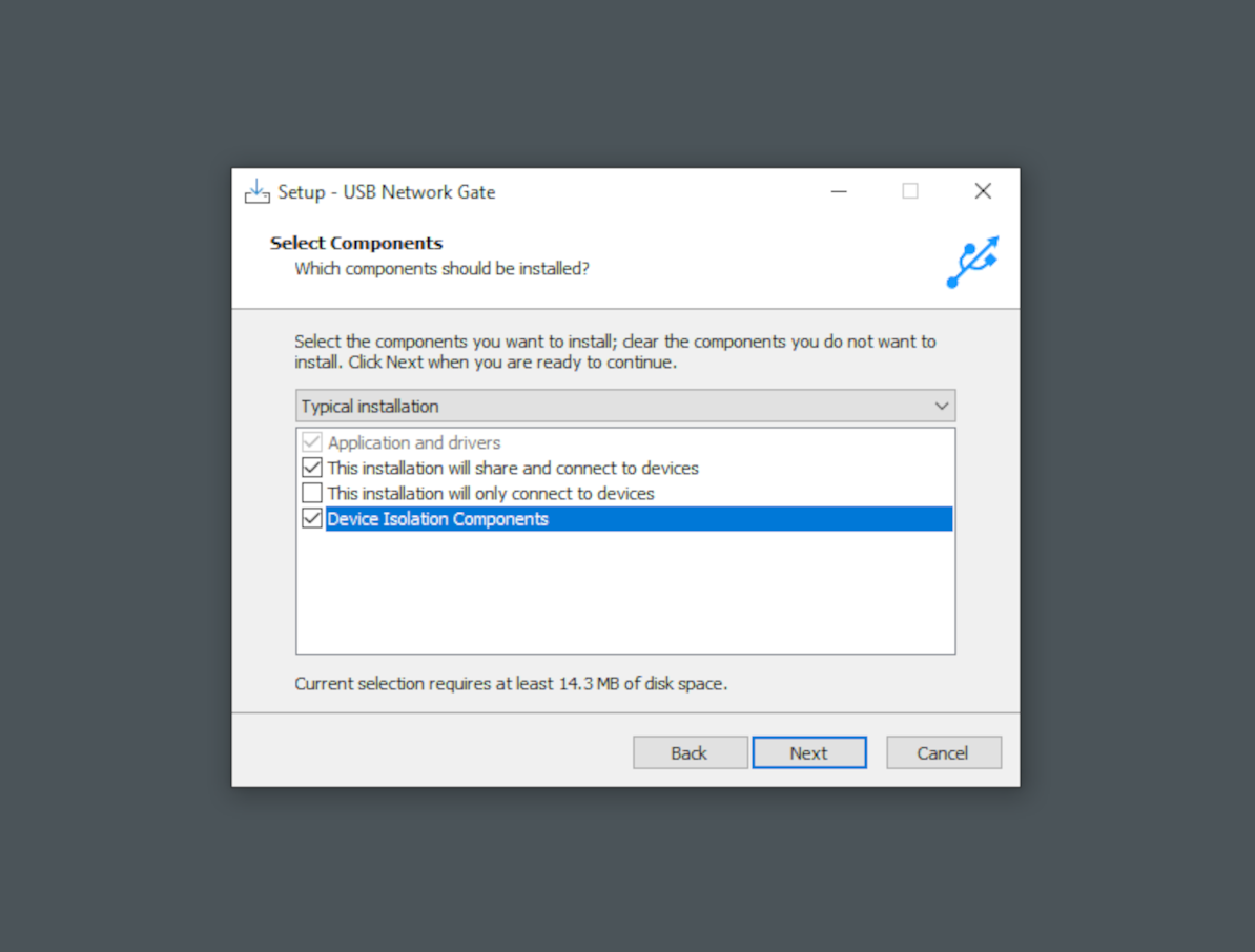 During the installation process, enable Device Isolation Components