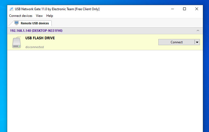 The USB flash drive detected on the client USB Network Gate installation  The USB flash drive detected on the client USB Network Gate installation