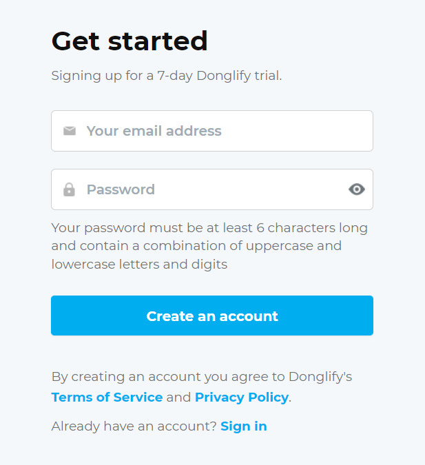  create Donglify account