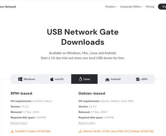  Download USB Network Gate for Linux