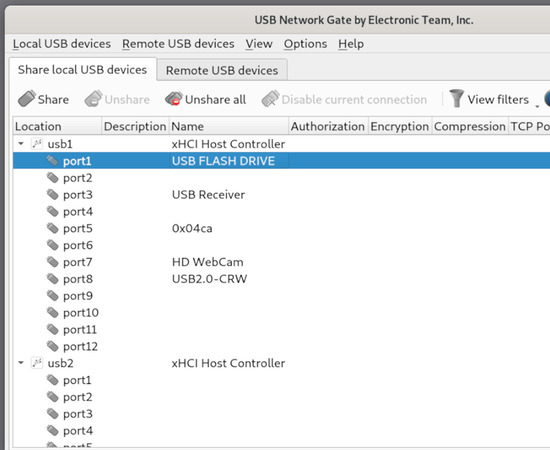  Share USB devices screenshot