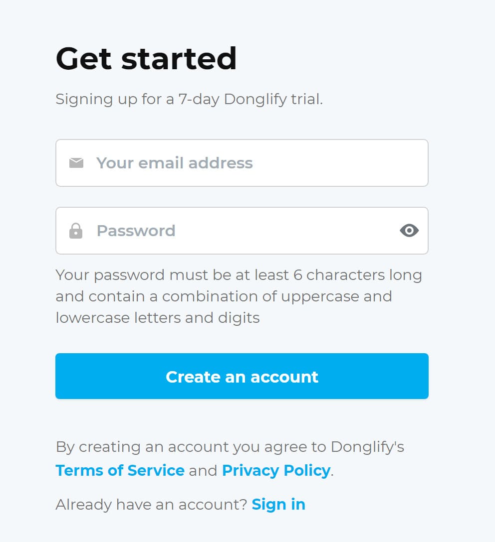  create Donglify account